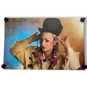 Vintage 1980s Boy George Poster 34x22 – Culture Club Music Art, New Wave Decor, Retro Wall Print, Rare 80s Pop Memorabilia, Gift for Fans