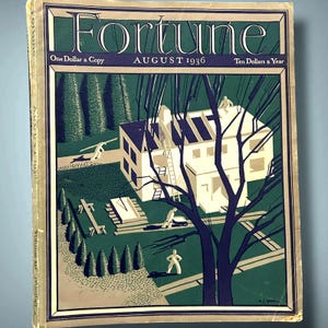 Vintage August 1936 Fortune Magazine – Art Deco Cover – Vibrant Print & Ads