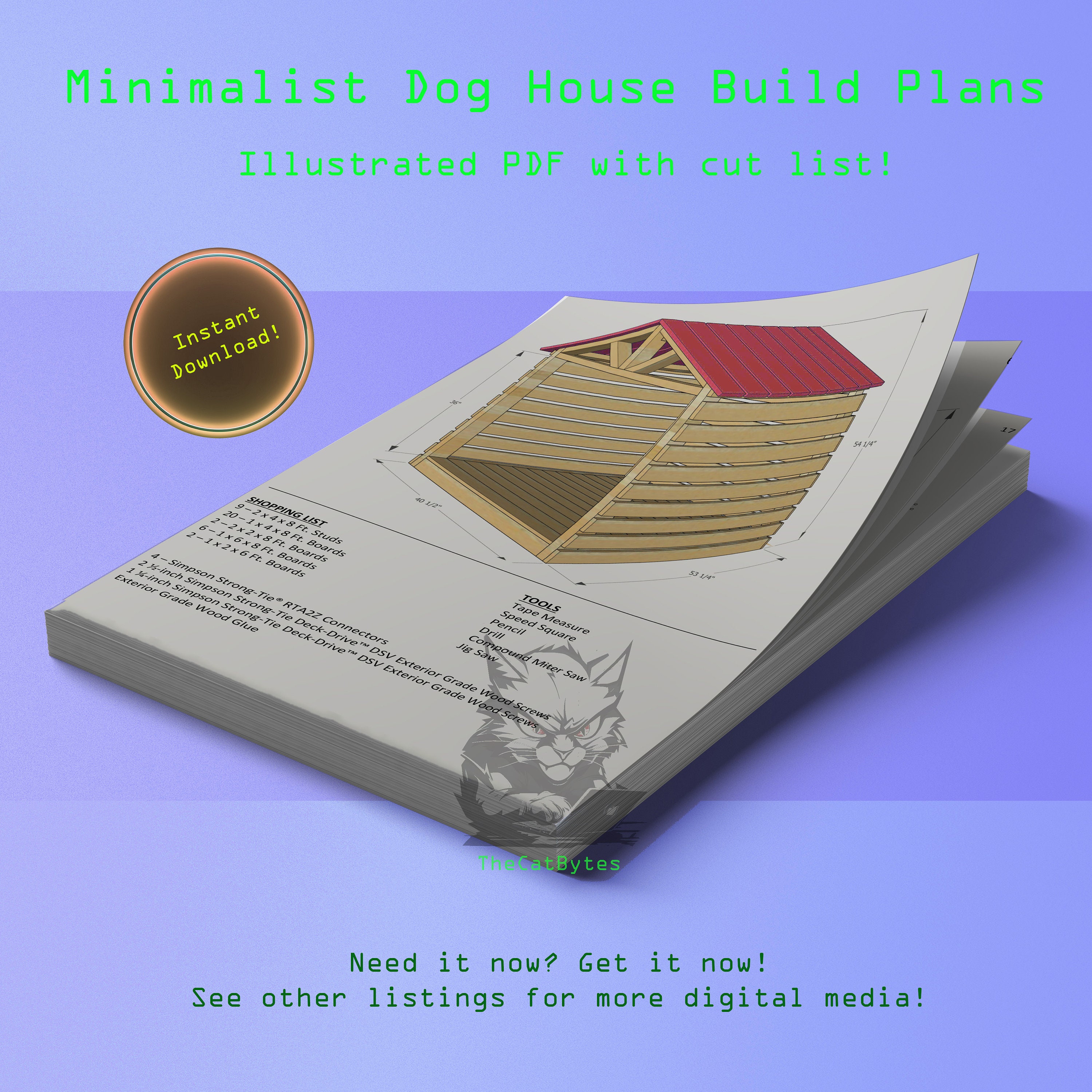 Simple Insulated Large Dog House Plan for Multiple XL Dogs Insulation is  Optional 