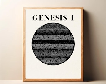 Genesis 1 Digital Wall Art - Creation Bible Verse Printable - High-Res Scripture Decor