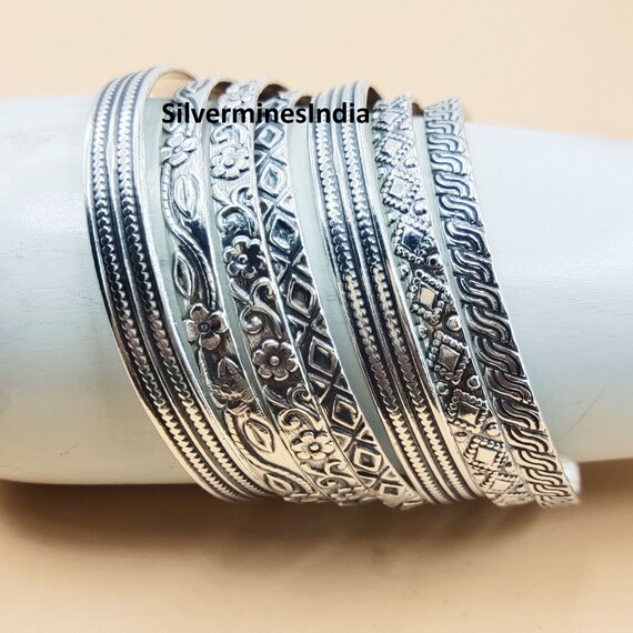 925 Sterling Silver Bangle Handmade Bangle Set of 7 Bangles Dainty Silver Bangles Women Bangle Set Beautiful Bangle Gift for Women Etsy Canada