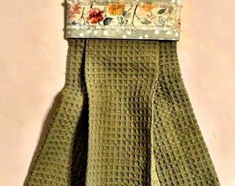Toalla de cocina/horno/manos/invitados colgante hecha a mano con estampado floral vintage ~ 100% algodón