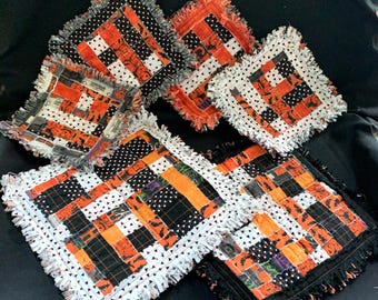 Juego de salvamanteles y posavasos con decoración de Halloween ~ Reversible