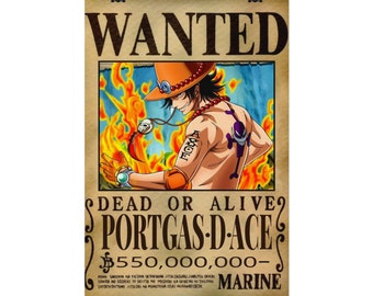 Ace One Piece Wanted Bounty Poster Jigsaw Puzzle