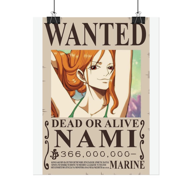Nami Bounty One Piece Bounty Posters Room Art Wall Art Etsy