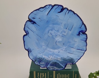 Vintage Swedish Cobalt Blue Glass Bowl Ruda Glassbruk by Gote Augustsson