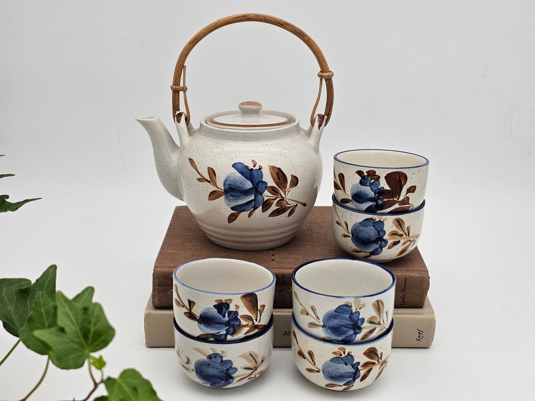 Vintage Chi Kiang Stoneware Tea Set Teapot Six Cups - Etsy
