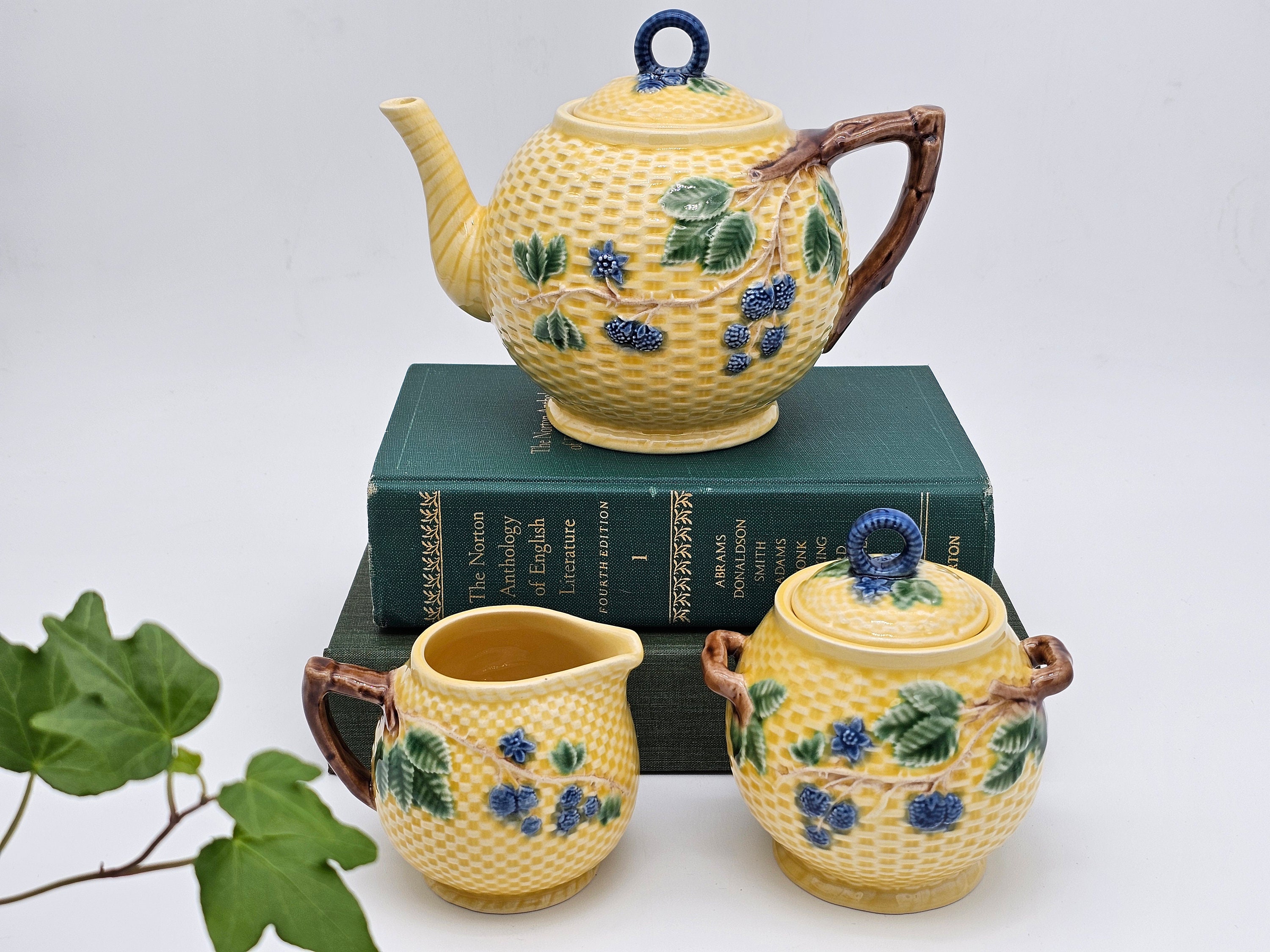 Vintage Tiffany & Co. Portugal Porcelain Yellow Wicker Textured