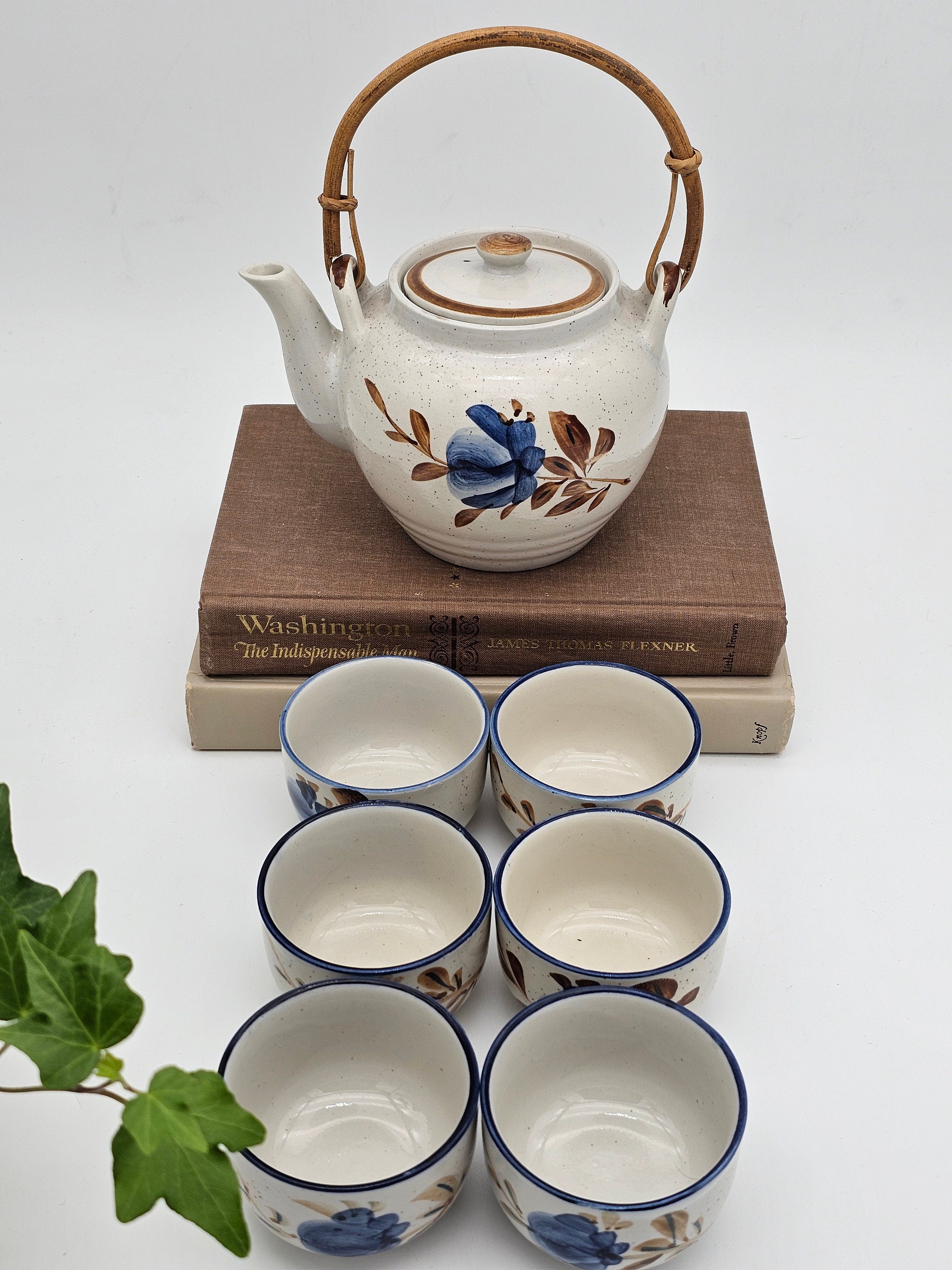 Vintage Chi Kiang Stoneware Tea Set Teapot Six Cups - Etsy