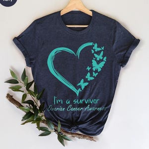 Ovarian Cancer Awareness Tshirts, Ovarian Cancer Fighter, Ribbon Graphic Vneck Tees, Cancer Support Survivor Gift, Cancer Patient Sweatshirt