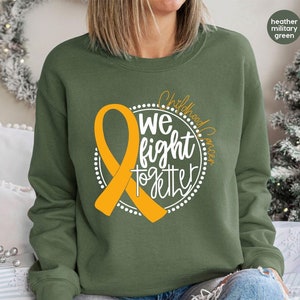 Bluza z okrągłym dekoltem dla dzieci z rakiem, bluza z kapturem z nadrukiem Cancer Support, prezent dla osoby, która przeżyła raka, koszulka z wstążką Cancer, koszulka z nadrukiem Cancer Awareness Support