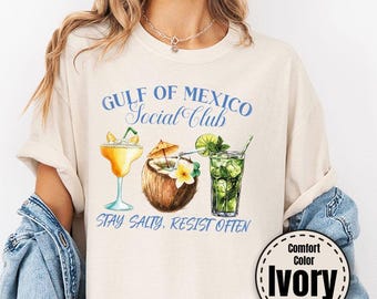 Camiseta Comfort Colors® del Golfo de México, camiseta del Club Social del Golfo de México, camiseta Stay Salty, camiseta del Golfo de México, Stay Salty Resist Often
