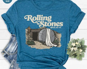 Rolling Stones Shirt, Christian Shirt, Trendy Easter Clothing, Jesus Christ Shirt, Gift For Christian, Faith-Based Graphic Tee, Gift For Her