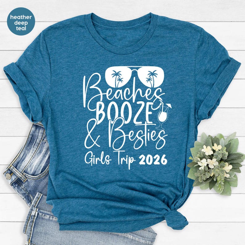 Girls Trip Shirt, Beaches Booze & Besties 2026, Bachelorette Trip Shirt, Girls Vacation Outfits, Beach Vacation, Matching Girls Trip Tshirts image 4