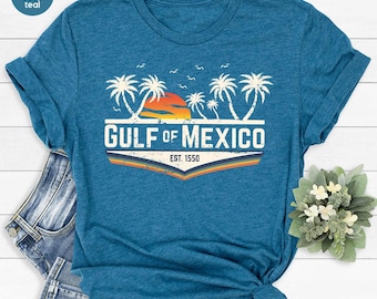 Golf von Mexiko-Hemd, Retro Sonnenuntergang Golf von Mexiko-Hemd, Mexiko-Strand-Hemd, Anti Golf von Amerika Hemd, Politische Hemden, Anti Maga Hemden