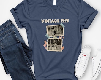 Maglietta personalizzata vintage con foto e anno, maglietta vintage personalizzata per il compleanno con l'anno, regalo personalizzato per il 30° compleanno, maglietta vintage 1995, 30° compleanno