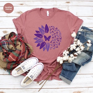 Pancreatic Cancer Awareness Shirt, Pancreatic Cancer Sunflower Shirt, Cancer Survivor Gift, Cancer Support Graphic Tees, Cancer Warrior Gift