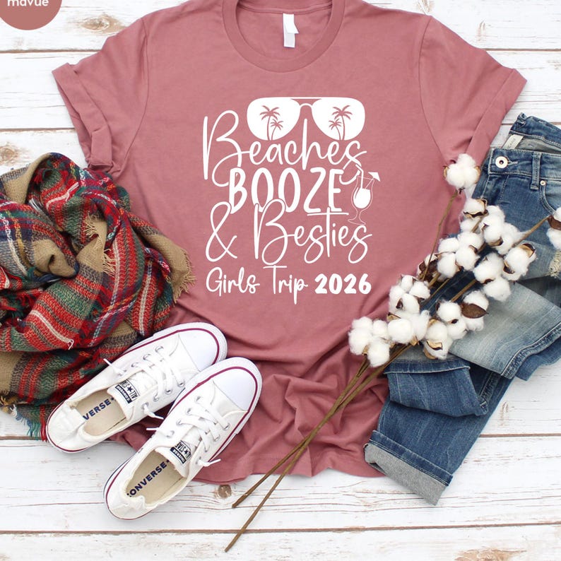 Girls Trip Shirt, Beaches Booze & Besties 2026, Bachelorette Trip Shirt, Girls Vacation Outfits, Beach Vacation, Matching Girls Trip Tshirts image 9