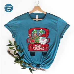 Merry Christmas Shirt, Merry Christmas Truck Sweatshirts, Christmas Hoodie, Christmas T-Shirts, Red Truck Christmas Shirt, Christmas Gifts