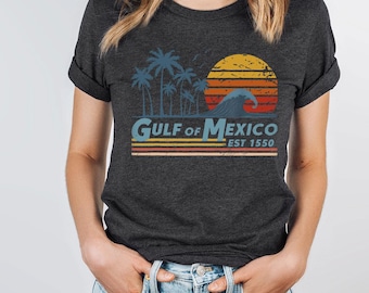 Golf von Mexiko-Hemd, Retro Sonnenuntergang Golf von Mexiko-Hemd, Mexiko-Strand-Hemd, Anti Golf von Amerika Hemd, Politische Hemden, Anti Maga Hemden