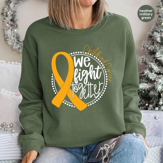 Childhood Cancer Crewneck Sweatshirt, Cancer Support Hoodie, Cancer Survivor Gift For Her, Cancer Ribbon Shirt, Cancer Awareness Support Tee