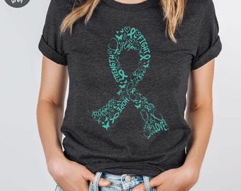 Ovarian Cancer Awareness Shirt, Ovarian Cancer Support Tee, Ovarian Cancer Fighter, Cancer Patient Gifts