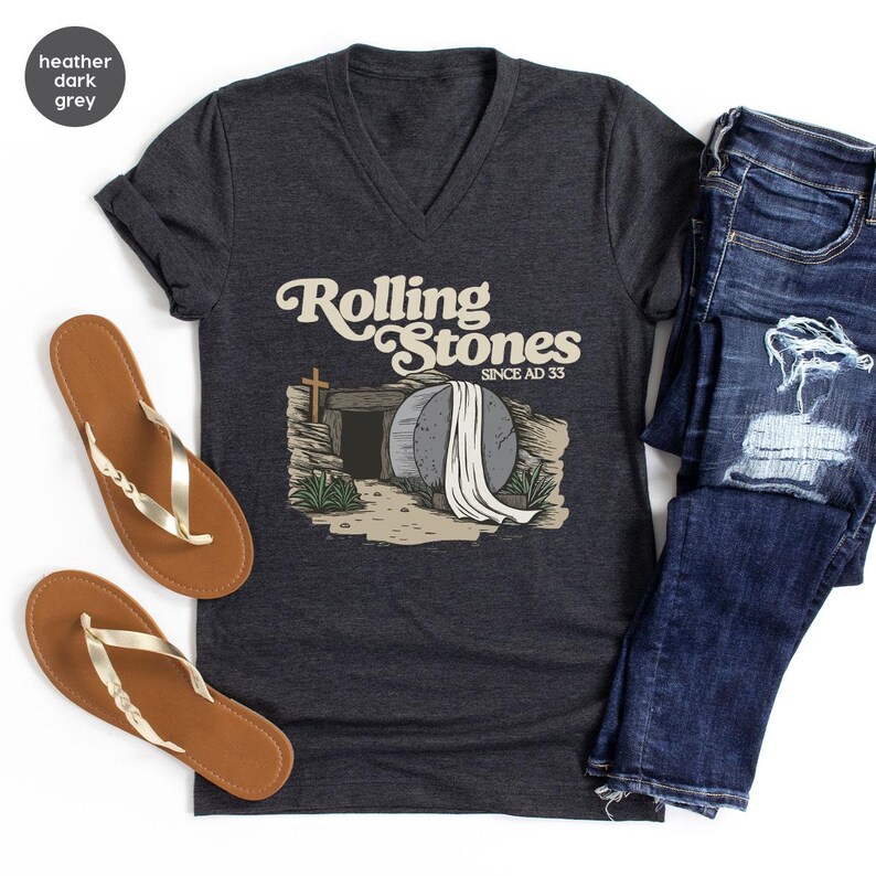 Rolling Stones Shirt, Christian Shirt, Trendy Easter Clothing, Jesus Christ Shirt, Gift For Christian, Faith-Based Graphic Tee, Gift For Her image 3