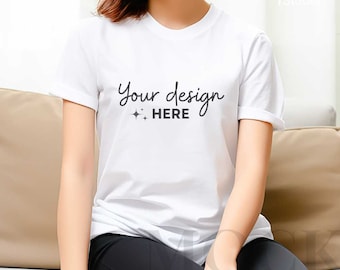 Bella Canvas 3001 Mockup,White T-Shirt Mockup, Womens Tee Mockup, Bella Canvas Shirt ,White T-shirt mockup