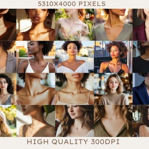 Pu&ograve; includere: Un collage di immagini che ritraggono diverse donne con acconciature e abiti diversi. Le immagini sono disposte in una griglia e presentano una variet&agrave; di sfondi, tra cui la natura, ambienti urbani e spazi interni.