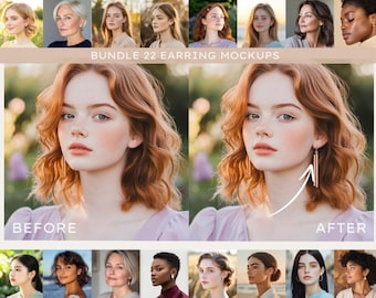 22 Earring Model Mockups Bundle, High-Quality Jewelry Display Backgrounds for Professional Product Presentation