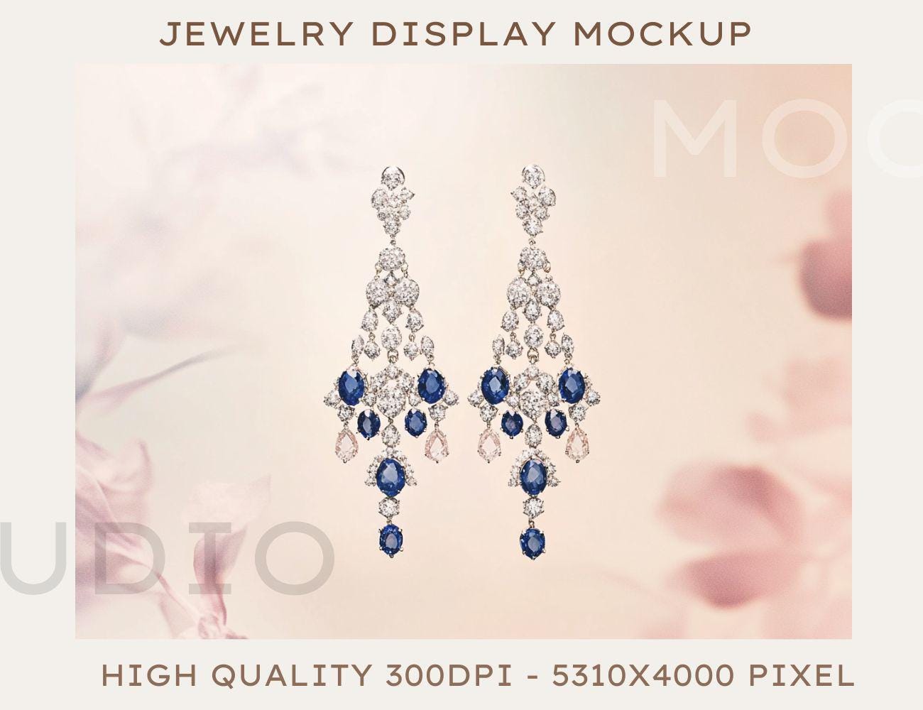 Minimalist Nature-Inspired Jewelry Display Background, Soft Blurred Floral Backdrop for Product Presentation