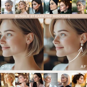 27 Earring Model Mockups Bundle, High-Quality Jewelry Display Backgrounds for Professional Product Presentation