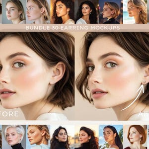 30 Earring Model Mockups Bundle, High-Quality Jewelry Display Backgrounds for Professional Product Presentation