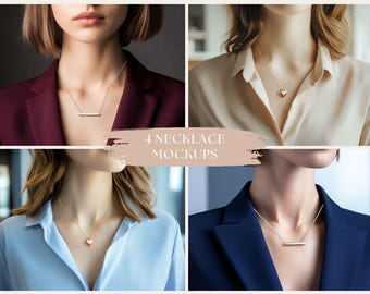 4 ネックレス モックアップ、ジュエリー モックアップ、ネックレス モデル エレガントなネックレス ディスプレイ モックアップ、ネックレス ディスプレイ、高品質のモックアップ ネックレス モデル