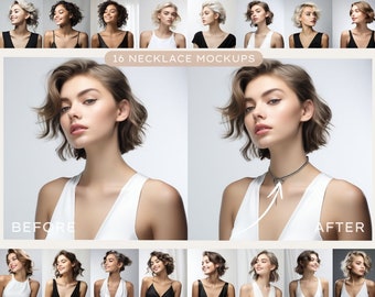 ネックレスのモックアップバンドル、ジュエリーのモックアップ、高品質のモックアップネックレスモデル