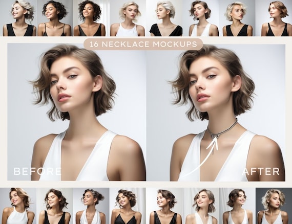 Necklace Mockups Bundle, Jewellery Mockups, High Quality Mockups Necklace Models