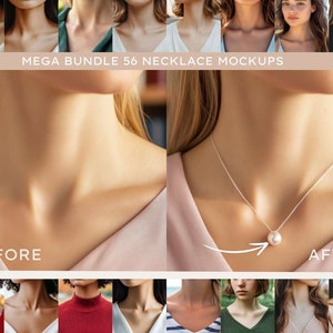 Mega Bundle of 56 High Quality Necklace Mockup, Professional Jewelry Display Background for Product Presentation 5310 x 4000 pixels