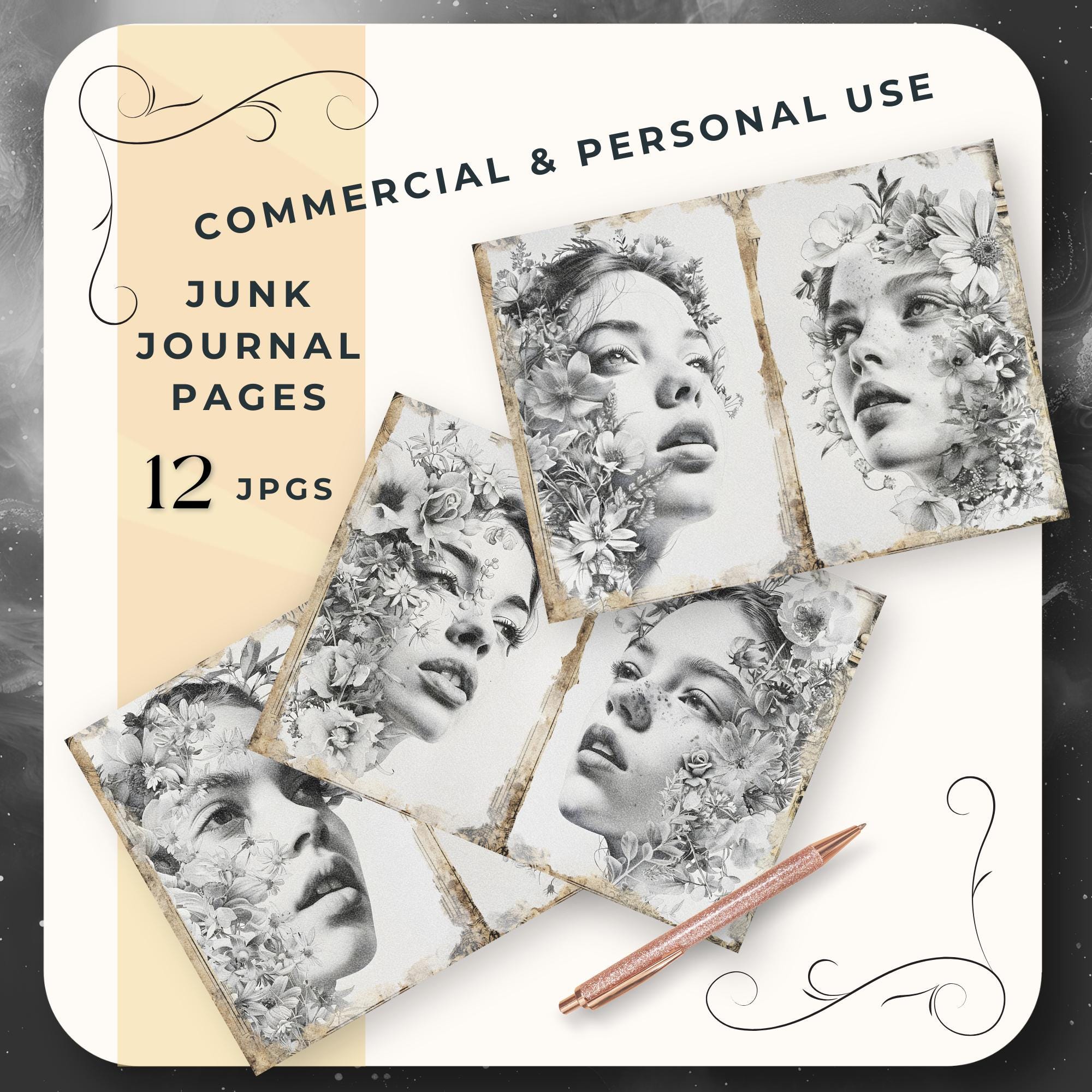 Woman Grunge Junk Journal Printable Digital Ephemera Scrapbook Kit ...