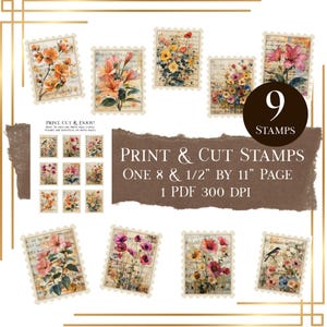 Flowers & Musical Notes Fussy Cut Stamps - Junk Journal Music Wildflower Bouquet Collage Scrapbooking -High Quality Instant Digital Download