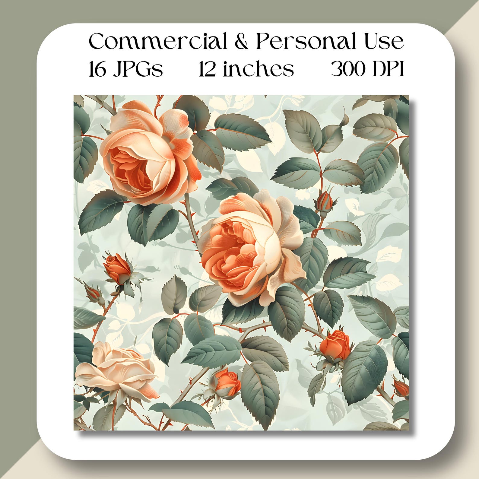 Vintage CABBAGE ROSES Seamless Tile Background Floral Pattern Retro ...