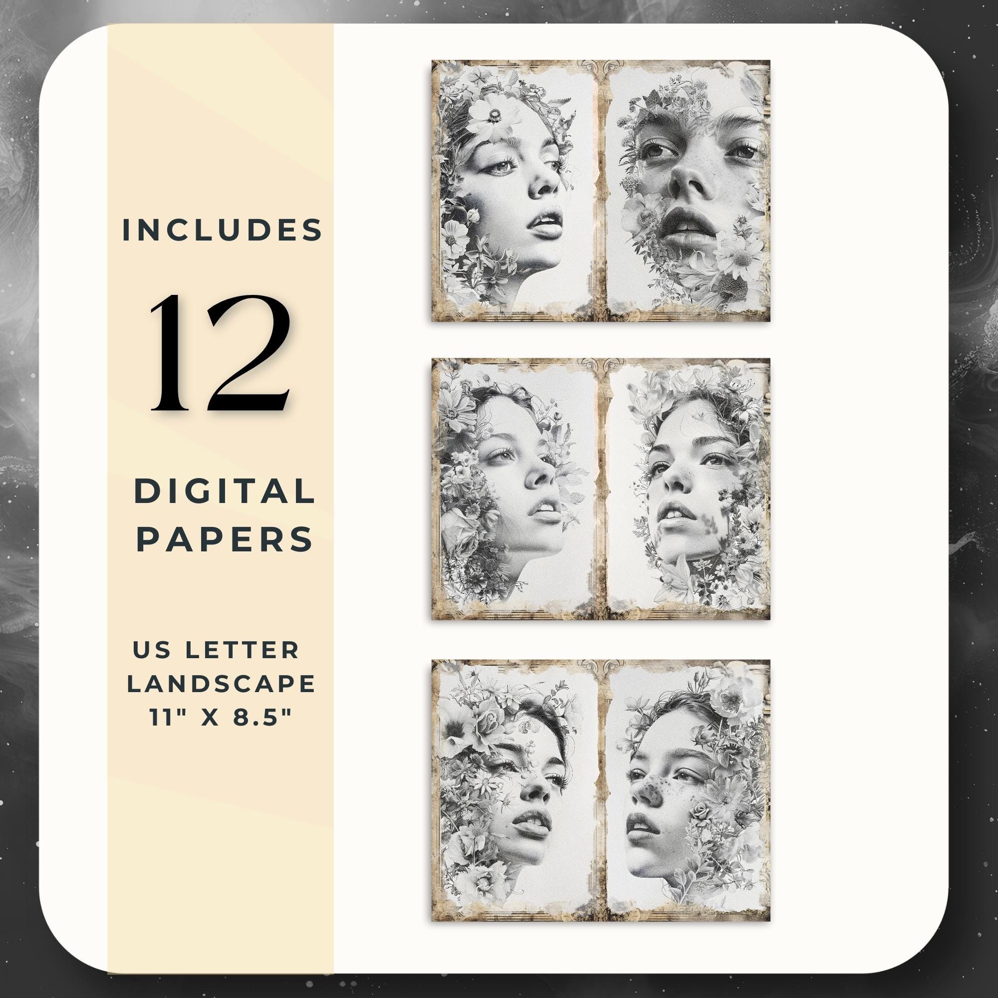Woman Grunge Junk Journal Printable Digital Ephemera Scrapbook Kit ...