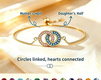 Pulsera entrelazada personalizada para madre e hija, regalo para el Día de la Madre, pulsera ajustable con piedra de nacimiento.