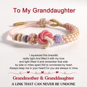 For Granddaughter - A Link That Can Never Be Undone Peach  Blossom Knot Bracelet - Birthday Gift For Her - Christmas Gifts For Kids Girls