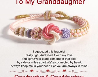 For Granddaughter - A Link That Can Never Be Undone Peach  Blossom Knot Bracelet - Birthday Gift For Her - Christmas Gifts For Kids Girls