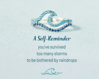 A Self-Reminder - You’ve Survived Too Many Storms Minimalist Wave Ring - High And Low Ring - Self Love Ring -  Birthday Gift For Daughter