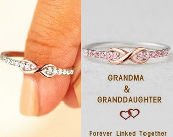 Grandma & Granddaughter Forever Linked Together Infinity Knot Ring - Birthday Gifts For Granddaughter - Unique Gifts From Grandma Nana