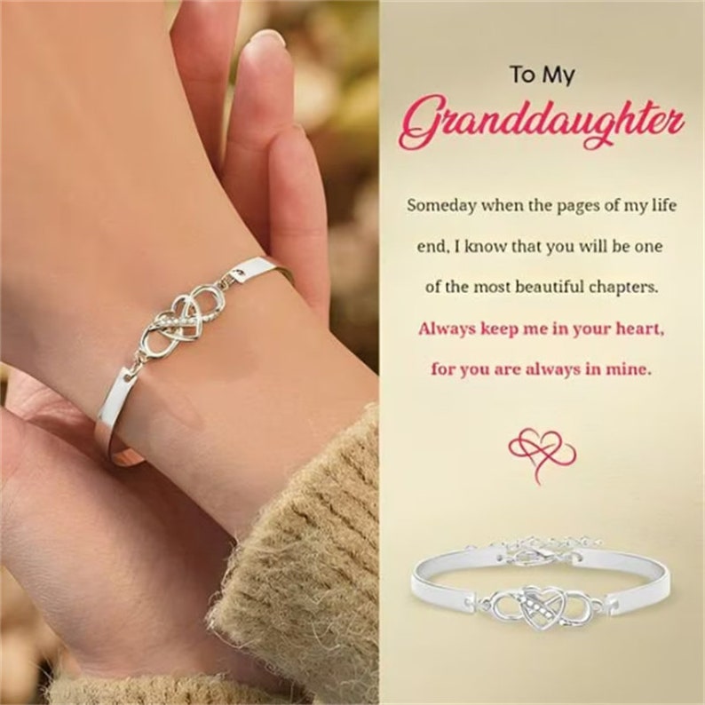 To My Granddaughter Keep Me in Your Heart Infinity Bracelet Gift For Daughter Unique Birthday Gift For Her Christmas Gift For Her image 1