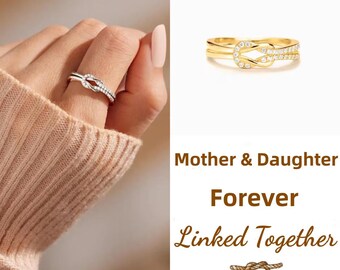 Mother & Daughter Forever Linked Together Infinity Knot Ring- Birthday Gifts For Her  - Wedding Gifts - Gifts For Mum - Mother's Day Gifts