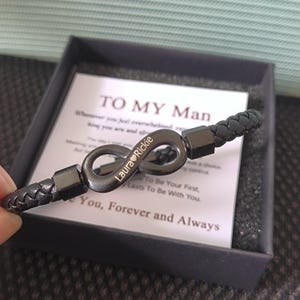 To My Man Infinity-armband - gepersonaliseerde gegraveerde namen armbanden - jubileumcadeau voor hem - paar geschenken - armband voor echtgenoot vriend