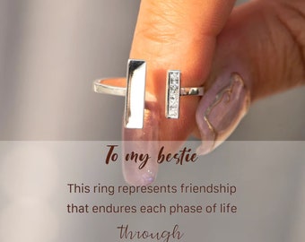 To My Bestie Minimalist Thick And Thin Ring-Bridesmaid Gifts-Self Reminder Gift-Adjustable Sterling Silver Ring -Best Friend Birthday Gift